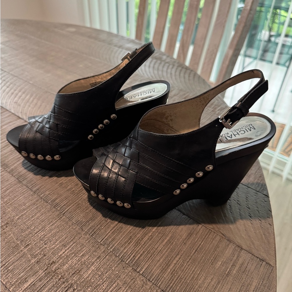 Michael Kors Black Slingback Heels with Woven Design - Picture 3 of 6